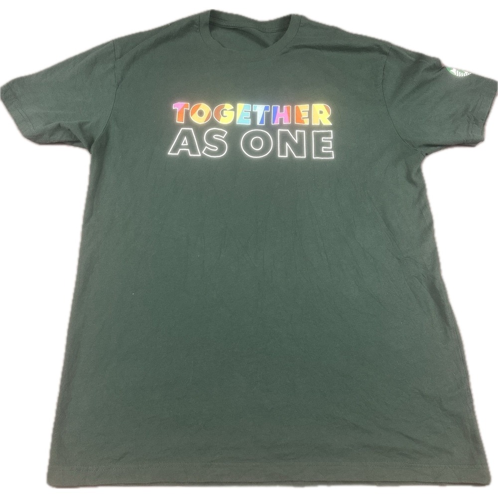 Starbucks‎ Mens Together As One Pride T-Shirt Medium Green Short Sleeve Graphic